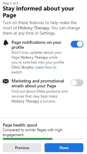 Toggle your page notification settings