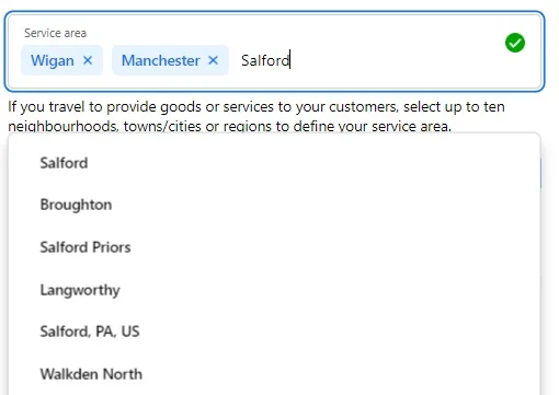 Service area location choices.