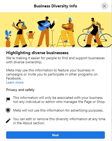 Facebook diversity info disclaimer.