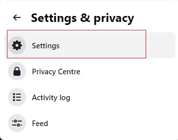 Facebook page settings.