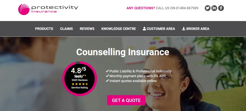 Protectivity counselling insurance UK