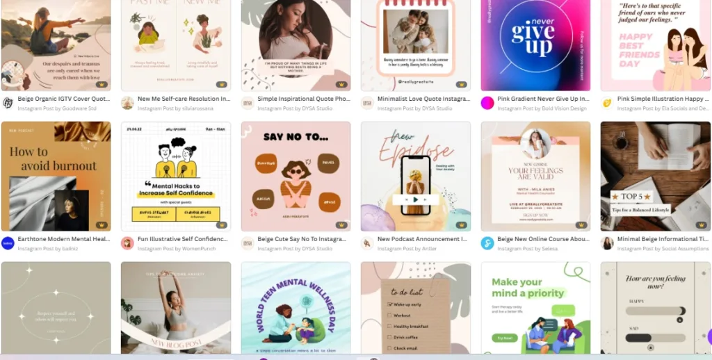 More Instagram mental health post templates to choose from 