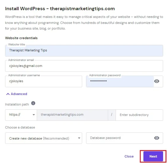 Installing WordPress on Hostinger