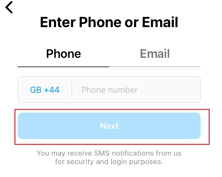 Enter your phone number to sign up to Instagram. 