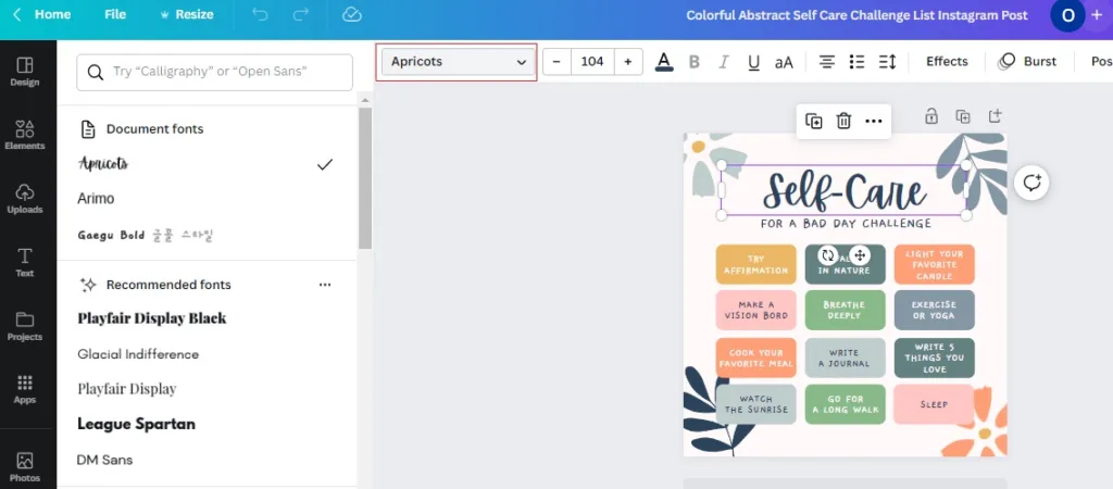  Select a text element to edit it on Canva