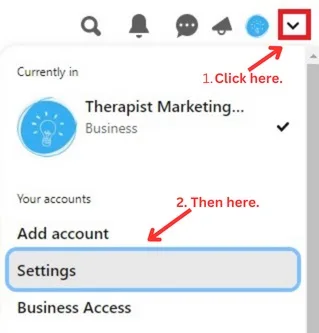 Screenshot showing how to access your Pinterest account settings. 