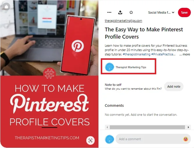 Screenshot showing how claiming your website on Pinterest boosts brand visibility.