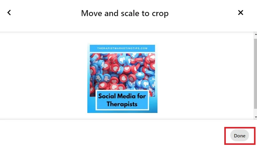 Screenshot showing scale and crop on Pinterest