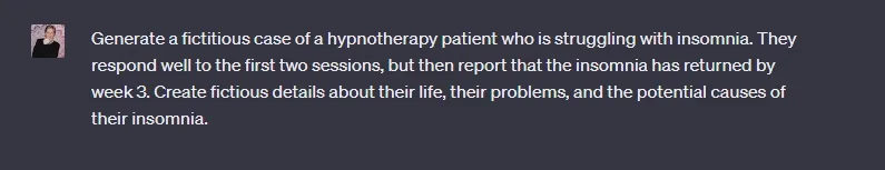 ChatGPT prompt for a hypnotherapy case