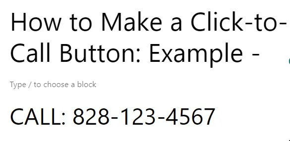 Screenshot of my click-to-call button example. 