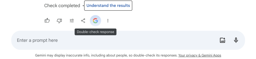 Gemini double check responses feature