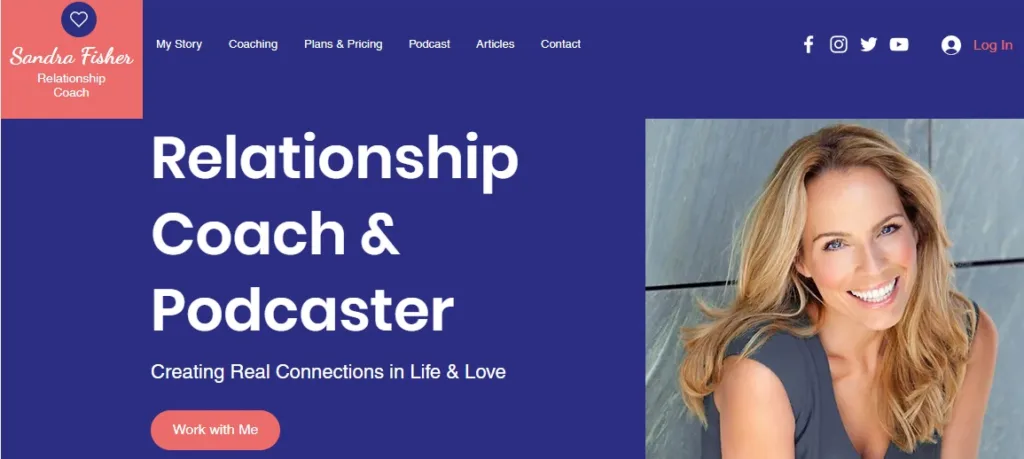 Screenshot of the 'Relationship Coach' website template on Wix.