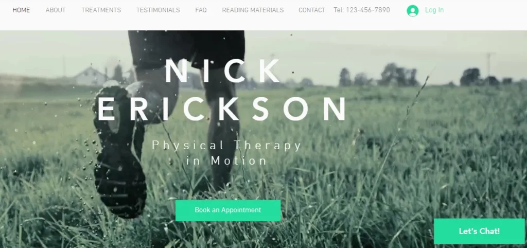 Screenshot of the 'Physiotherapist' website template on Wix.