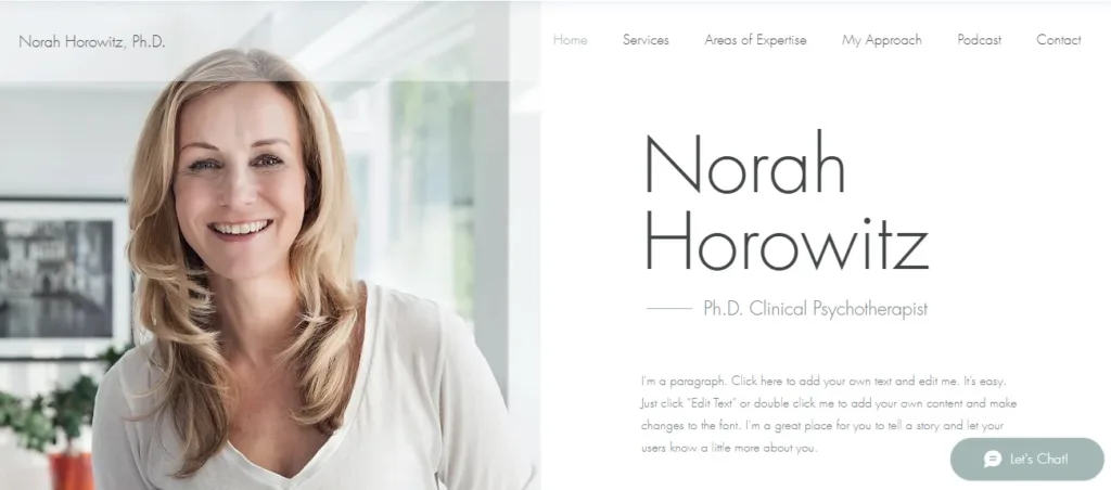 Screenshot of the 'Psychotherapist' website template on Wix.