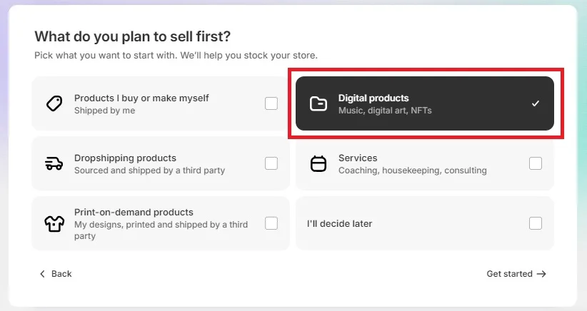 Shopify digital products selling options