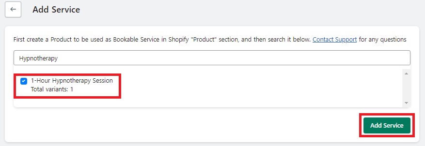 Linking a product listing to a new service on Appointly.