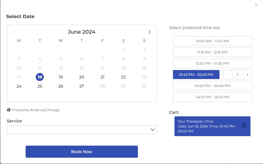 Example of Appointly booking calendar.