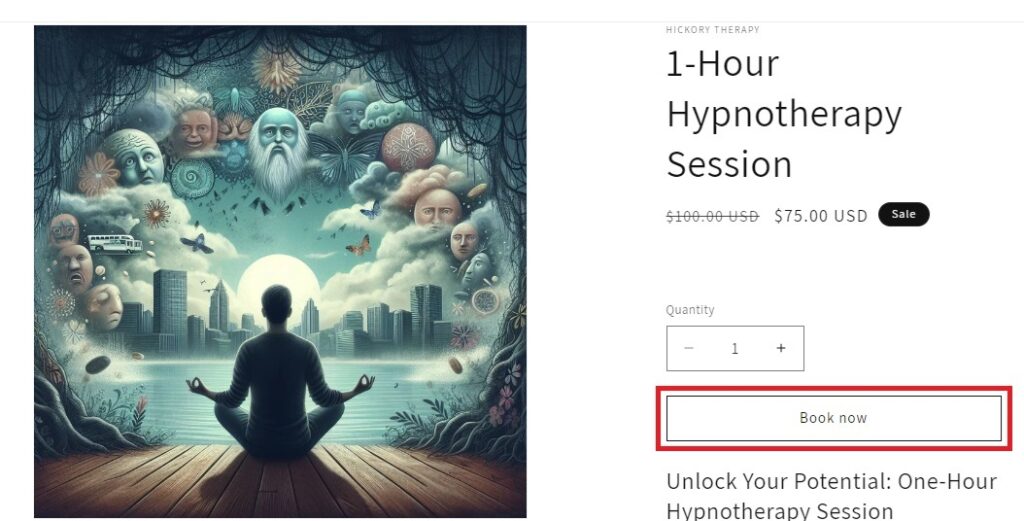 Book a hypnotherapy session on Shopify