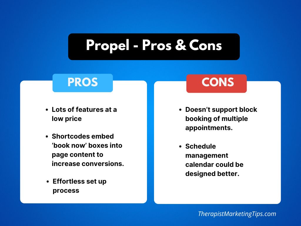 Pros and cons of the Propel booking app