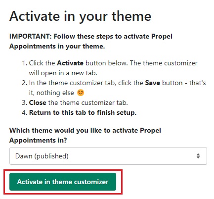 Activate the Propel calendar app in your Shopify theme to use it.