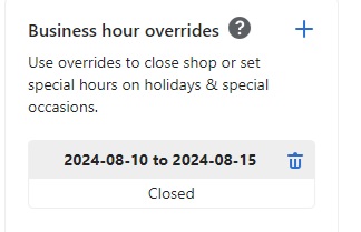 Propel's business hour ovverrides feature