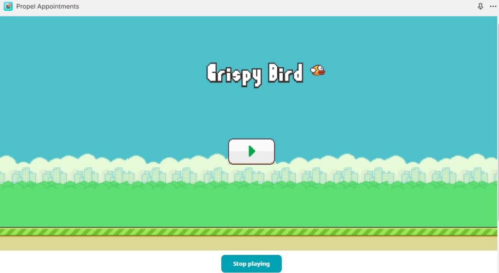 Screenshot of the 'Crispy Bird' game provided by Crisp 